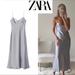 Zara Dresses | New Zara Satin Effect Cut-Out Dress | Color: Gray/Silver | Size: S