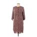 H&M Casual Dress - Shift Crew Neck 3/4 sleeves: Orange Paisley Dresses - Women's Size 6 - Print Wash