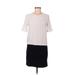 Mango Casual Dress - Shift Crew Neck Short sleeves: Ivory Color Block Dresses - Women's Size 2X-Small