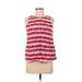 Cynthia by Cynthia Rowley Short Sleeve Blouse: Red Print Tops - Women's Size Small