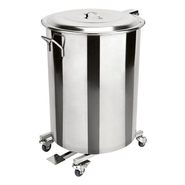 WAS Tretabfallbehälter mit Rollen 90 Liter silber, 44x44 cm