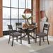 Roundhill Furniture Almeta Dining Set - Crisscross X Base Round Table with 4 Chairs in Dark Umber Brown Finish