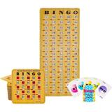 MR CHIPS Jam-Proof Bingo Cards with Sliding Windows - 25 Reusable Shutter Bingo Cards - 75 Bingo Calling Cards - 1 Bingo Master Board - Woodgrain Style