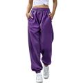 iOPQO Sweatpants Women Yoga Pants Women Women s Bottom Sweatpants Joggers Pants Workout High Waisted Yoga Lounge Pants With Pockets Wide Leg Sweatpants Women Pants for Women Purple Pants M