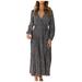 iOPQO Fall Dresses Long Sleeve Dress For Women Women s Dress Wrap Long Sleeve V-Neck Vintage Autumn Long Dress Casual Dresses For Women Black L