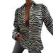 XINSHIDE Blouses Womens Wavy Print Cardigan Shirt Single Breasted Long Sleeve Shirt Striped Printed Lapel Cardigan Blouse Women Tops And Bloues