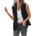 iOPQO cardigan for women Womens Vest Coat Casual Blazers Open Front Sleeveless Work Office Jackets Blazers Women s Blazers Black 3XL