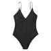 KaLI_store Swimsuit Women Women s One Piece Swimsuits Tummy Control Front Cross Bathing Suits Swimsuit V Neck Swimwear Monokini Black S