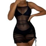 iOPQO Swimsuit Coverup for Women Bathing Suit Cover Up Women Sheer Mesh Cover Up Shorts Beach Cover Up Beach Wrap Bikini Wraps Pom Sheer Chiffon Cover Up Black S Beach Outfits Women Swimsuits