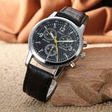 Naierhg Men Women Faux Leather Band Quartz Analog Arabic Numerals Wrist Watch