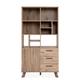 Buffet haut 1 porte et 3 tiroirs effet bois - L85 x H160 cm