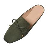 Fsqjgq Tennis Sneakers for Women Womens Shoes Women S New Suede Flat Shoes In Spring And Summer Bowknot Fashion Sandals Green Asian Size 39