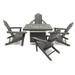 LuXeo Park City 42" Square Two-Tone Fire Pit Outdoor Table w/ 4 Marina Chairs Plastic | Wayfair 42-WGG-1519G4