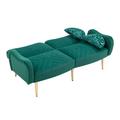 Mercer41 Walhill 64.96" Wide Polyester Split Back Convertible Polyester in Green | 29.53 H x 64.96 W x 30.71 D in | Wayfair