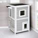 Pefilos 39 2-Story Cat House for Outdoor Cats Weatherproof Cat Shelter with Escape Door Wood Cat Condo for 3 Adult Cats Gray