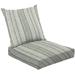 2-Piece Deep Seating Cushion Set Canvas Textured Irregularly Striped Seamless Outdoor Chair Solid Rectangle Patio Cushion Set