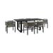 Felicia Outdoor Patio 7-Piece Dining Table Set in Aluminum with Grey Rope and Cushions