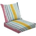 2-Piece Deep Seating Cushion Set Seamless summer grunge colorful multi stripes Vertical stripes thick Outdoor Chair Solid Rectangle Patio Cushion Set