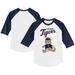 Toddler Tiny Turnip White/Navy Detroit Tigers Teddy Boy 3/4-Sleeve Raglan T-Shirt