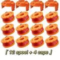 Eyoloty WA0010 Edger Spools Replacement for Worx WG180 WG163 Weed Wacker Eater String with WA6531 GT Spool Cover 50006531 String Trimmer Refills 10ft 0.065 (12 Spool 4 Cap)