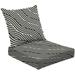 2-Piece Deep Seating Cushion Set Abstract geometric wavy lines Interlacing rounded stripes design Outdoor Chair Solid Rectangle Patio Cushion Set