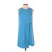 Fifteen Twenty Casual Dress - Shift High Neck Sleeveless: Blue Solid Dresses - Women's Size Small