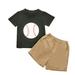2DXuixsh Toddler Outfits for Boys Baby Girls Boys Baseball Outfit Baseball Tee Shirt Short Pants Toddler Clothes Set for Sport Boy & Girl Toddler Outfit with Suspenders Black Size 2-3 Years