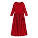 2DXuixsh Girls Size 10 Christmas Dress Toddler Girl Long Sleeve Scoop Neck Soild Loose Casual Daily Wear Long Maxi Princess Dress Big Girl Size 12 Dresses Red Size 140