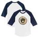 Toddler Tiny Turnip White/Navy Milwaukee Brewers Stitched Baseball 3/4-Sleeve Raglan T-Shirt