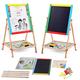 FunkyBuys Wooden Art Easel for Kids, Double Sided Height Adjustable Whiteboard & Blackboard for Kids Easel, Drawing Board Easel for Toddlers with 54pc Magnetic Accessories, Marker, and Sponge (100 CM)