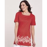 Blair Women's Short-Sleeve Square-Neck Anytime Tunic - Red - MED - Misses