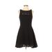 BB Dakota Casual Dress - A-Line Crew Neck Sleeveless: Black Print Dresses - Women's Size 0