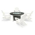 LuXeo Vail 48" Round Two-Tone Fire Pit Outdoor Table w/ 4 Marina Chairs Plastic | Wayfair 48-WGG-1519W4