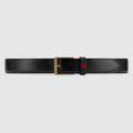 GUCCI Leather Belt With Web, Size 80