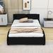 Ivy Bronx Califano Faux Leather Platform Bed w/ LED Light Wood & /Upholstered/Metal & /Metal/Faux leather in Black | 29 H x 62 W x 91 D in | Wayfair