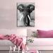 Hokku Designs Walking Elephant - Unframed Print on Canvas in Black/White | 24 H x 16 W x 1.5 D in | Wayfair E1B1315F664E471DBFED0F430FCBD82A