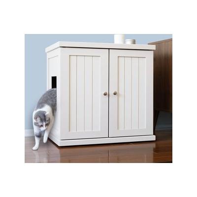 The Refined Feline Farmhouse Deluxe Cat Litter Box, White, X-Large