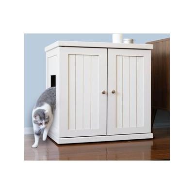 The Refined Feline Farmhouse Deluxe Cat Litter Box, White, X-Large