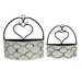 White Galvanized Metal Heart Wall Pocket Planters (Set Of 2) - 16.25 X 15.5 X 5.25 inches
