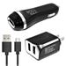 Charger Set Black For Nokia 3310 3G Cell Phones [2.1 Amp USB Car Charger and Dual USB Wall Adapter with 5 Feet Micro USB Cable] 3 in 1 Accessory Kit
