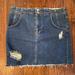 Free People Skirts | Free People Distressed Cutoff Denim Jean Skirt Sz 10 Euc | Color: Blue | Size: 10