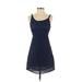 SM Wardrobe Casual Dress - A-Line Scoop Neck Sleeveless: Blue Print Dresses - Women's Size Small