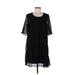 Studio West Casual Dress - Shift Scoop Neck Short sleeves: Black Print Dresses - Women's Size Medium