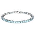 Swarovski Matrix Tennis Bracelet, Blue Round-Cut Crystals and Rhodium Plated, from the Matrix Collection, Size S