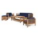 Rosecliff Heights Crider 4 Piece Teak Sunbrella Sofa Set w/ Cushions Wood/Natural Hardwoods/Teak in Blue/Brown | 22.75 H x 70.75 W x 29 D in | Outdoor Furniture | Wayfair