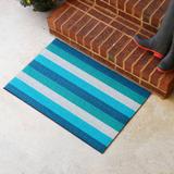 Matterly Resisal Stripe 34" x 22" Non-Slip Indoor Outdoor Door Mat Synthetics in Green/Blue | 34 H x 22 W x 0.312 D in | Wayfair 20912610023