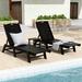 Beachcrest Home™ Shavon 78.2" Long Reclining Single Chaise w/ Table Plastic in Black | 38 H x 22.8 W x 78.2 D in | Outdoor Furniture | Wayfair