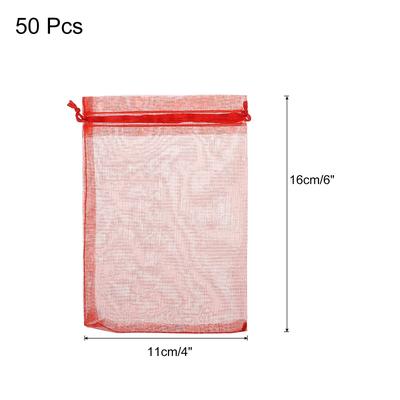 50pcs Organza Bags Drawstring Favor Pouches Sheer Mesh Bag for Gift