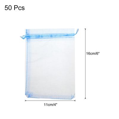 50pcs Organza Bags Drawstring Favor Pouches Sheer Mesh Bag for Gift