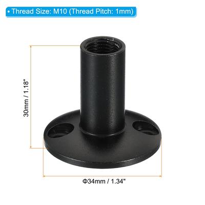 M10 Female Thread Nut Microphone Flange Mount Screw Round Base